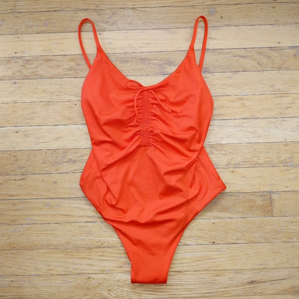 J.Crew Coral red solid swimsuit XS
